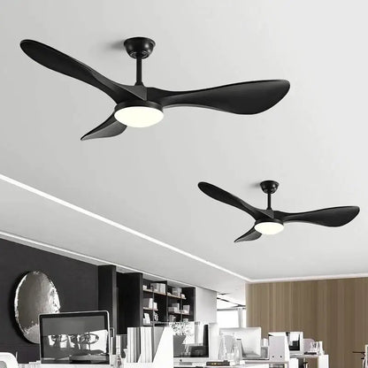 Modern white and wood ceiling fan living room led light