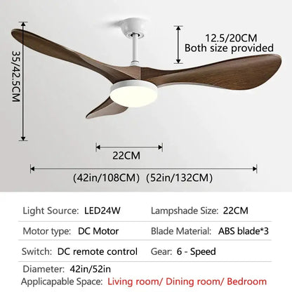 Modern white and wood ceiling fan living room led light