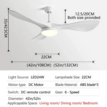 Modern white and wood ceiling fan living room led light