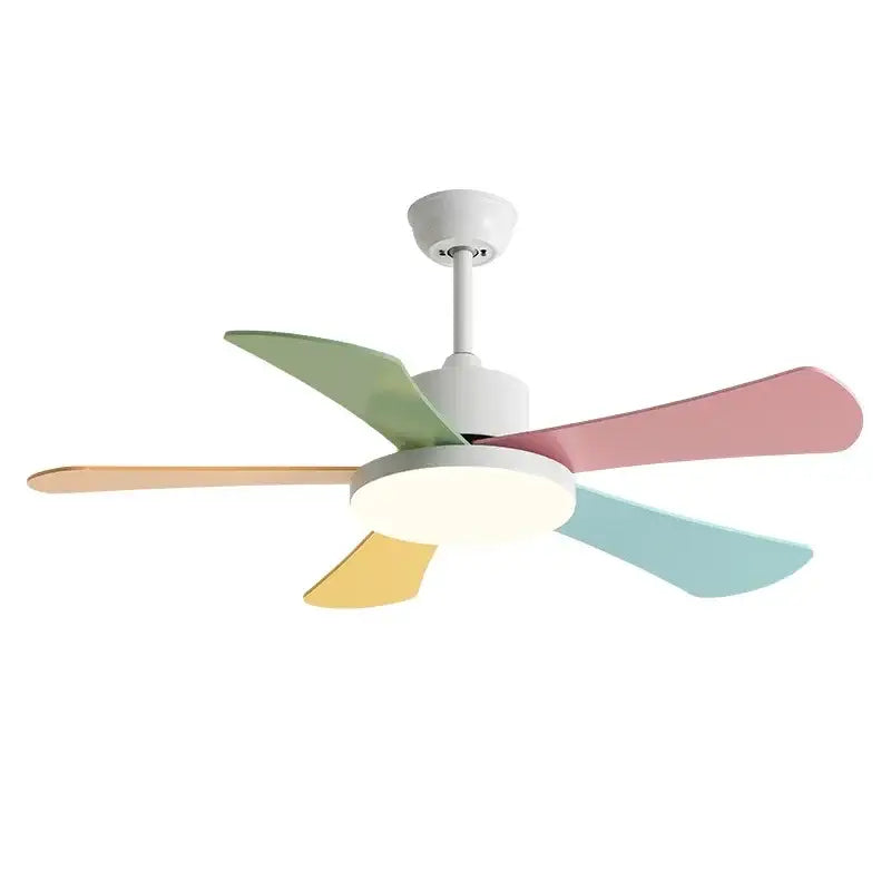 Modern white and wood ceiling fan with led light for bedroom restaurant