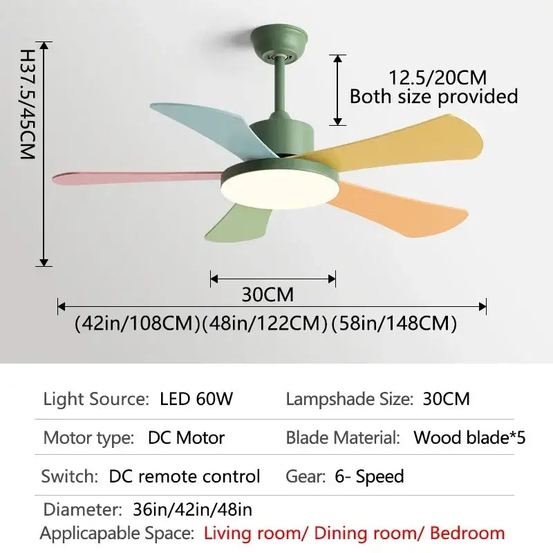 Modern white and wood ceiling fan with led light for bedroom restaurant