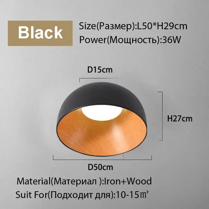 Modern white and wood duo ceiling light kitchen dome lamp