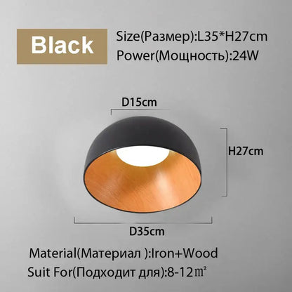 Modern white and wood duo ceiling light kitchen dome lamp