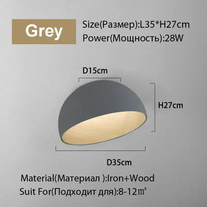 Modern white and wood duo ceiling light kitchen dome lamp