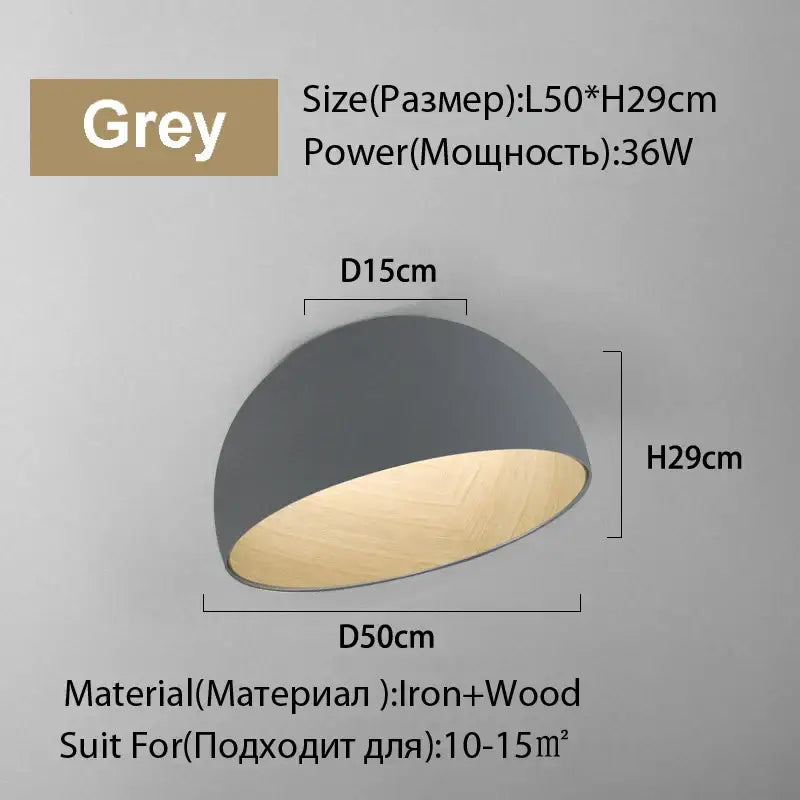 Modern white and wood duo ceiling light kitchen dome lamp