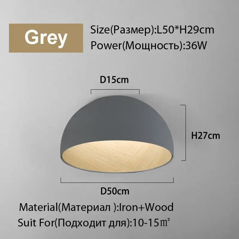 Modern white and wood duo ceiling light kitchen dome lamp