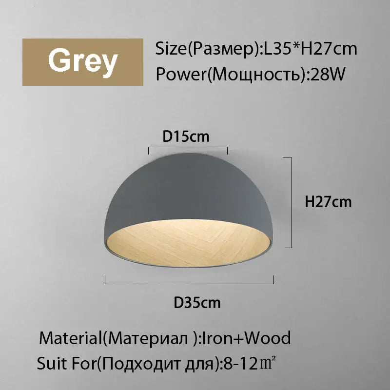 Modern white and wood duo ceiling light kitchen dome lamp