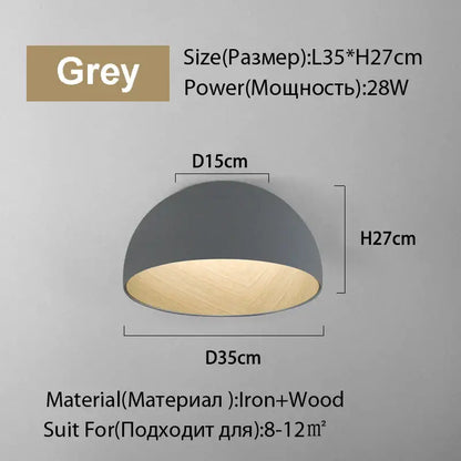 Modern white and wood duo ceiling light kitchen dome lamp