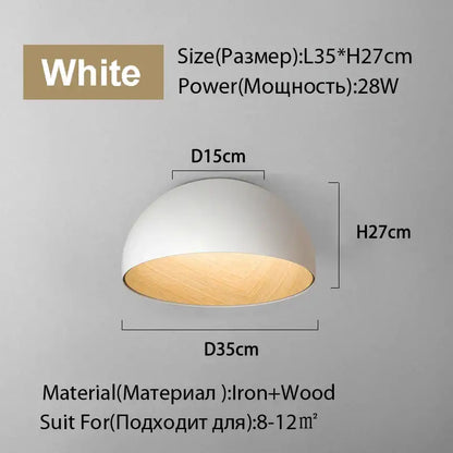 Modern white and wood duo ceiling light kitchen dome lamp