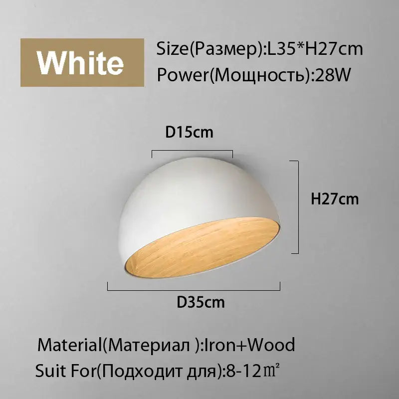 Modern white and wood duo ceiling light kitchen dome lamp