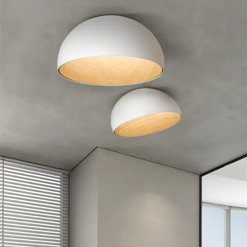 Modern white and wood duo ceiling light kitchen dome lamp