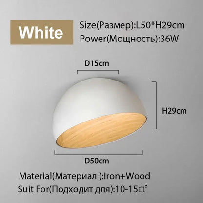 Modern white and wood duo ceiling light kitchen dome lamp