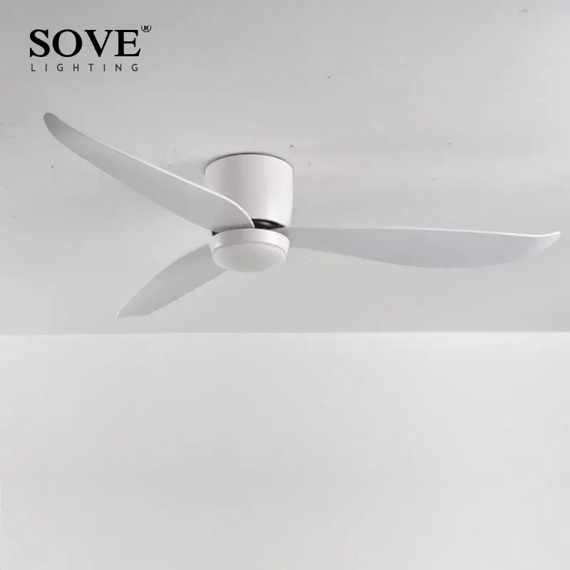 Modern white and wood led ceiling fan with remote control bedroom