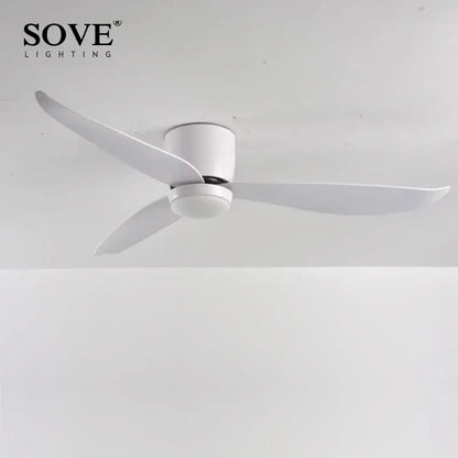 Modern white and wood led ceiling fan with remote control bedroom