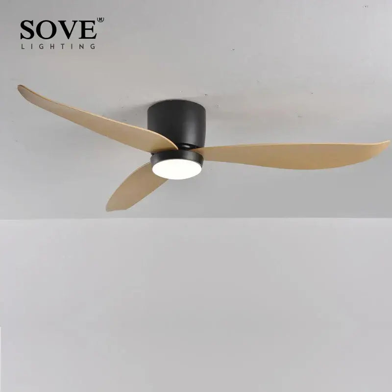 Modern white and wood led ceiling fan with remote control bedroom