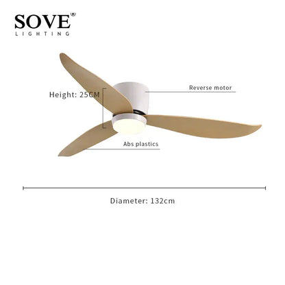 Modern white and wood led ceiling fan with remote control bedroom