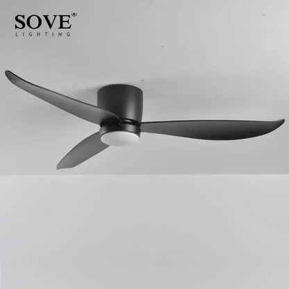 Modern white and wood led ceiling fan with remote control bedroom
