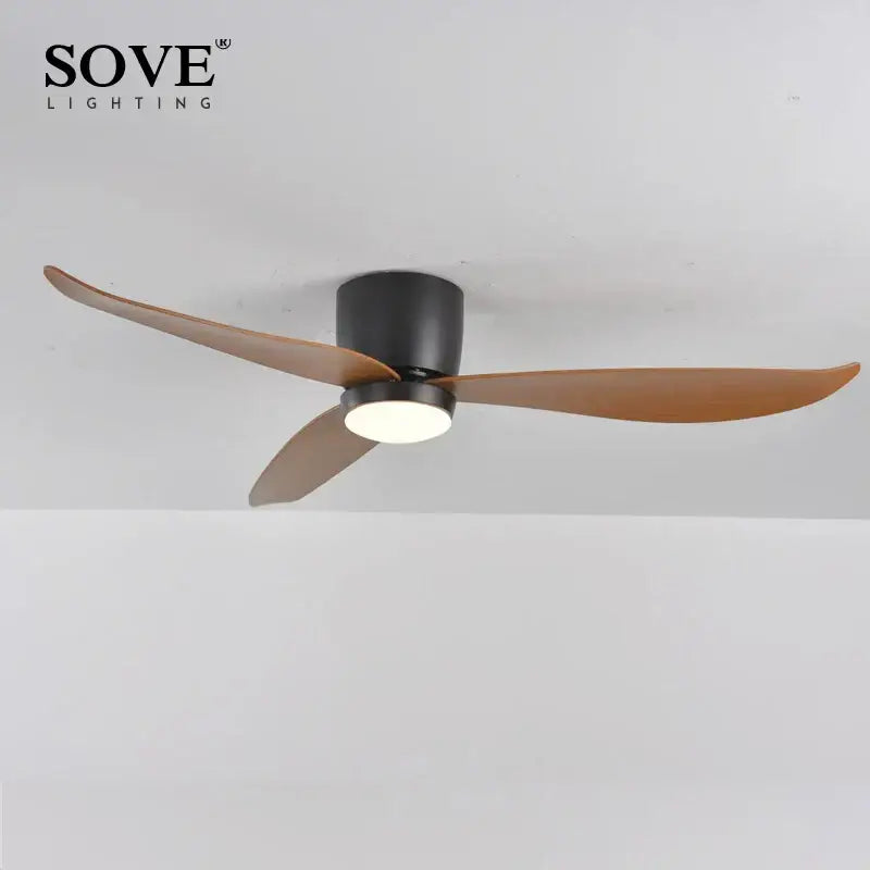 Modern white and wood led ceiling fan with remote control bedroom