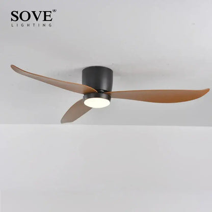 Modern white and wood led ceiling fan with remote control bedroom