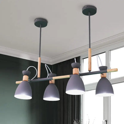 Modern white and wood metal island light for dining room