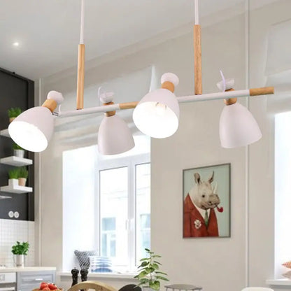Modern white and wood metal island light for dining room