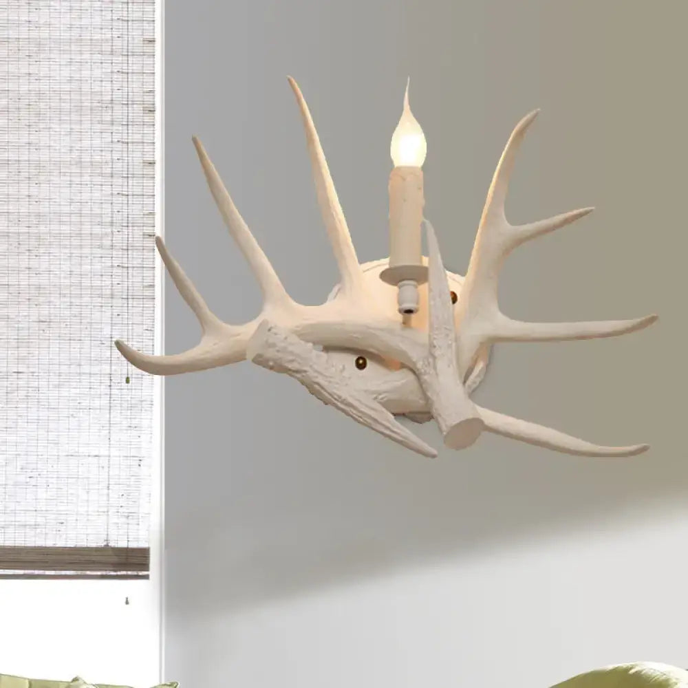 Modern white antler resin shade wall sconce living room light