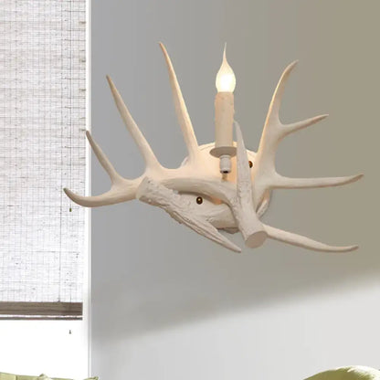 Modern white antler resin shade wall sconce living room light