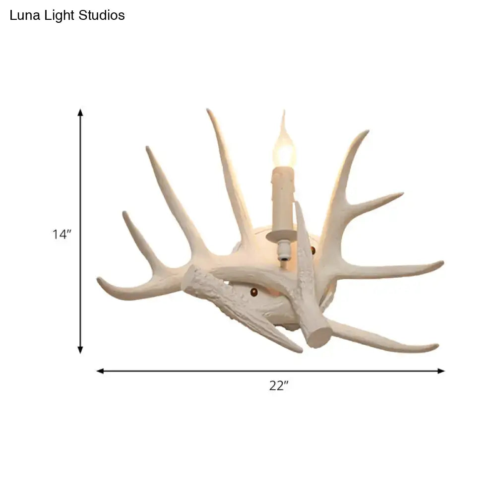Modern white antler resin shade wall sconce living room light