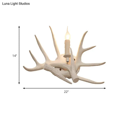 Modern white antler resin shade wall sconce living room light