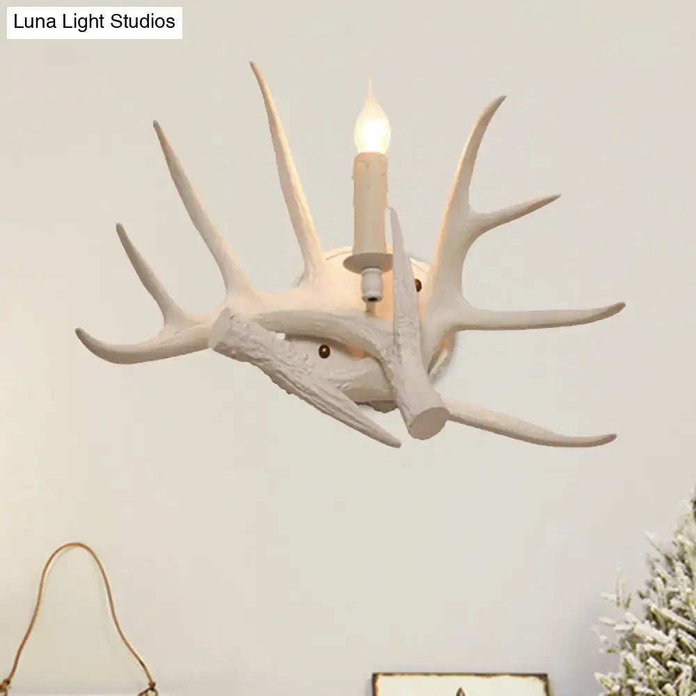 Modern white antler resin shade wall sconce living room light