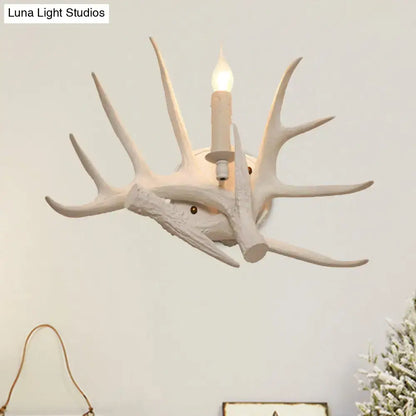 Modern white antler resin shade wall sconce living room light