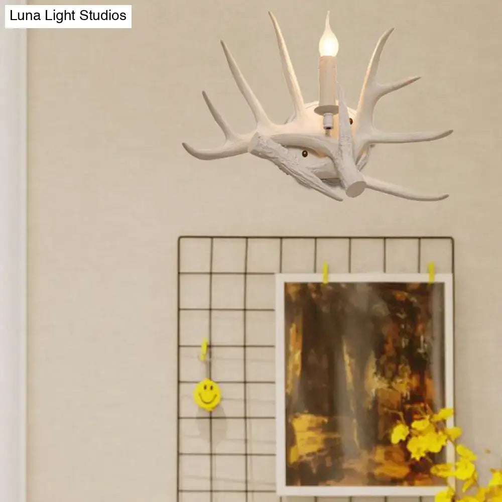 Modern white antler resin shade wall sconce living room light
