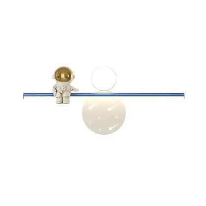 Modern white astronaut moon wall lamp for children's bedroom
