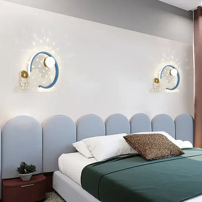 Modern white astronaut moon wall lamp for children's bedroom