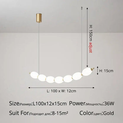 Modern white bead nordic chandelier dining room pendant light