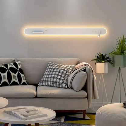 Modern white bedside wall lamp with wireless charging for bedroom
