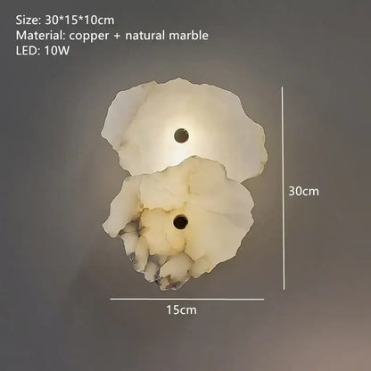 Modern white & beige stone brass wall lamp bedroom sconce