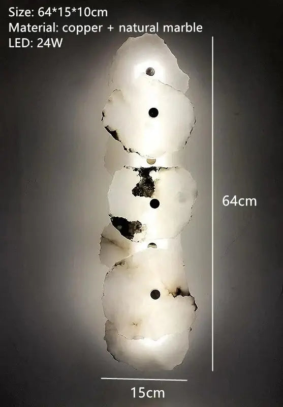 Modern white & beige stone brass wall lamp bedroom sconce