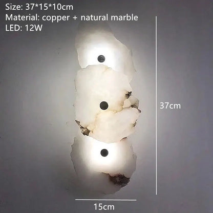 Modern white & beige stone brass wall lamp bedroom sconce