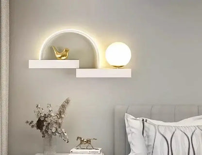 Modern white bird wall lights with led shelf for living room