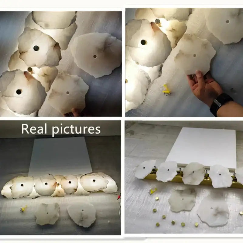 Modern white & black alabaster wall lamp bedroom luxury sconce