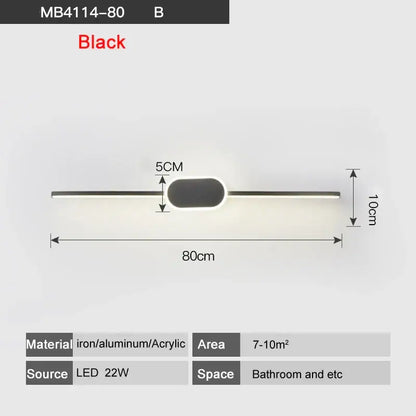 Modern white & black circular led wall lamps bathroom mirror light