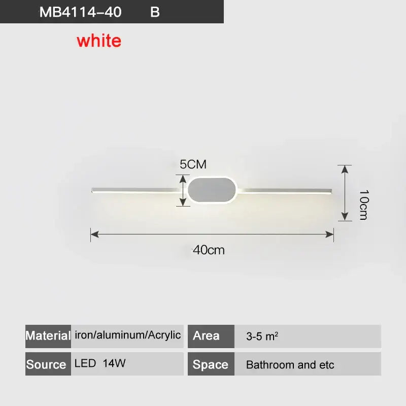 Modern white & black circular led wall lamps bathroom mirror light