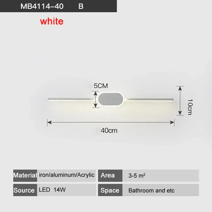 Modern white & black circular led wall lamps bathroom mirror light