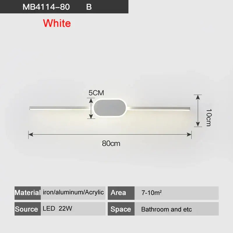 Modern white & black circular led wall lamps bathroom mirror light