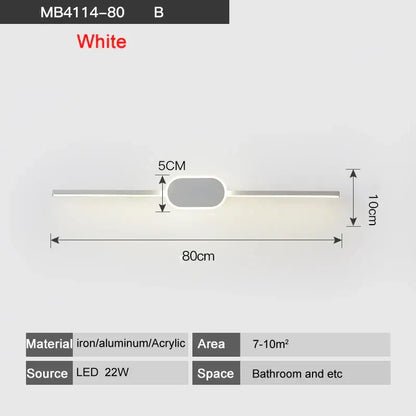 Modern white & black circular led wall lamps bathroom mirror light