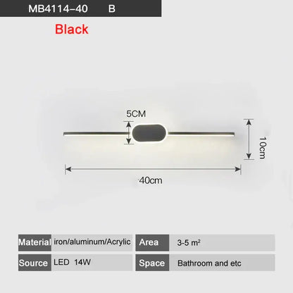 Modern white & black circular led wall lamps bathroom mirror light
