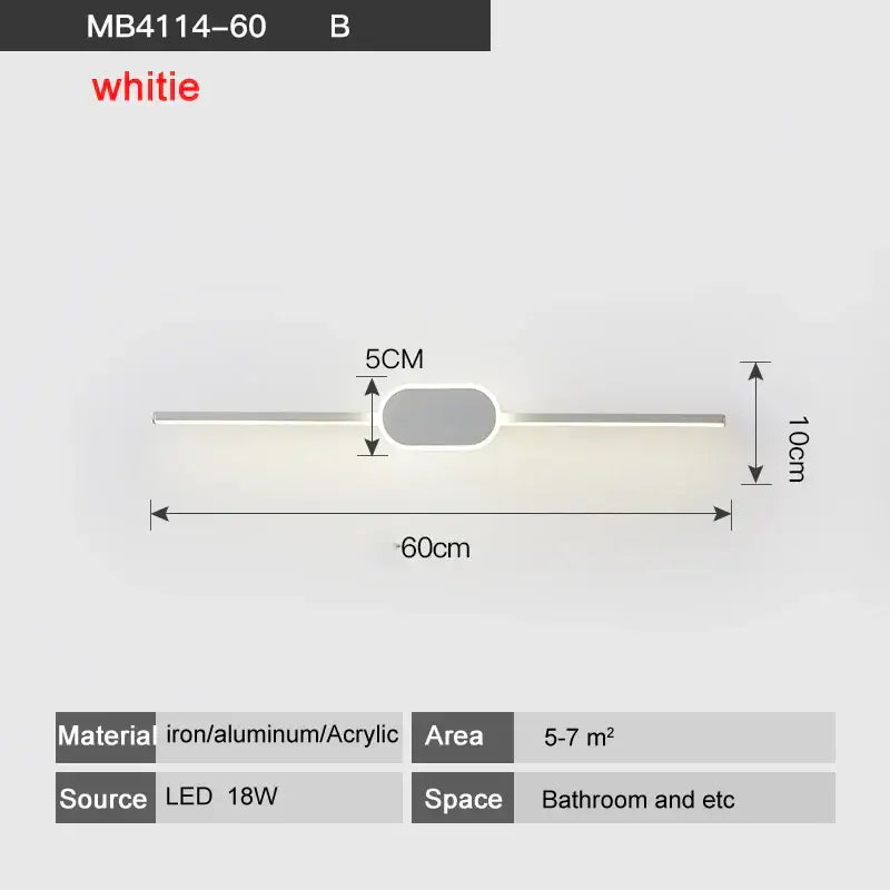Modern white & black circular led wall lamps bathroom mirror light