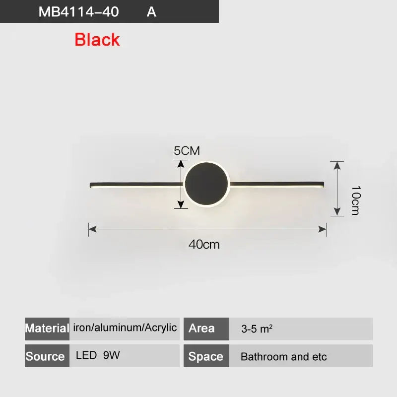 Modern white & black circular led wall lamps bathroom mirror light