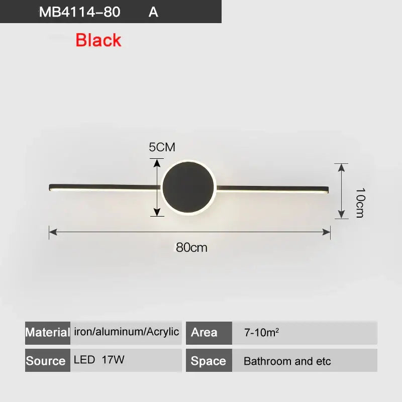 Modern white & black circular led wall lamps bathroom mirror light